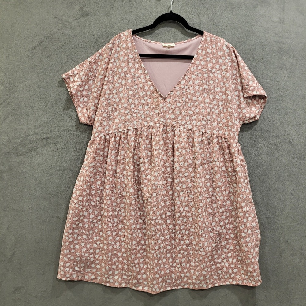 Entro Dress Womens Size XLarge Babydoll Cottage Boho Lined Pink‎ Geometric